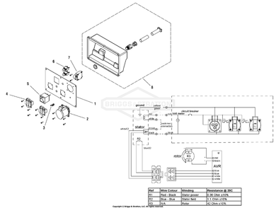 Control Panel - Ce / Mea Diagram and Parts List for 030409-01 9000EA Briggs and Stratton Generator